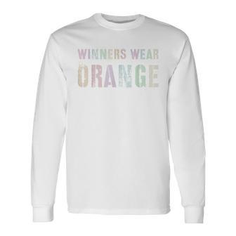 Winners Wear Orange Summer Camp Team Color War Game Event Summer Long Sleeve T-Shirt | Mazezy