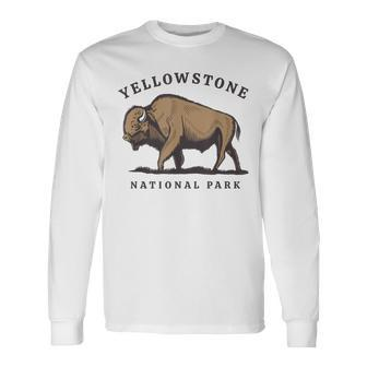 Yellowstone National Park Vintage Buffalo Bison Retro Long Sleeve T-Shirt | Mazezy