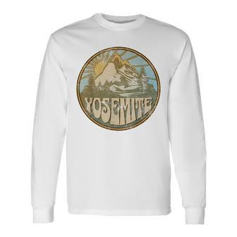 Yosemite California Nature Mountains Hiking Outdoors Vintage Long Sleeve T-Shirt T-Shirt | Mazezy