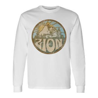 Zion National Park Utah Nature Mountains Hiking Outdoors Long Sleeve T-Shirt - Seseable