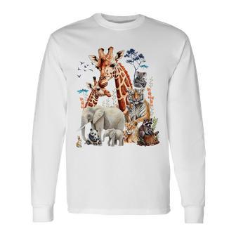 Zoo Animals Wildlife Birthday Party Animal Safari Jungle Long Sleeve T-Shirt - Thegiftio UK