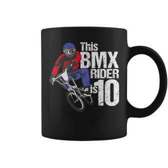 10 Year Old Bmx Birthday Party Boys Dirt Bike Race 10Th Coffee Mug | Mazezy