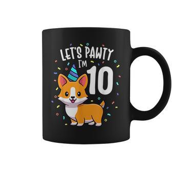 10 Years Old Corgi Dog Lover 10Th Birthday Party Outfit Kid Coffee Mug | Mazezy