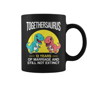 13Th 13-Year Wedding Anniversary T-Rex Couple Coffee Mug - Monsterry