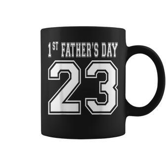 2023 New Dad Papa My First Fathers Day Football Coffee Mug | Mazezy