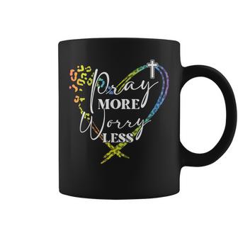 Pray More Worry-Less Leopard Heart Christian Motivation  Coffee Mug