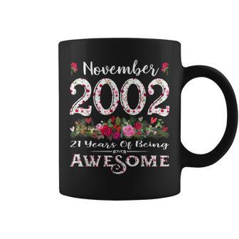21 Year Old Born In November 2002 Bday Floral 21St Birthday Coffee Mug | Mazezy