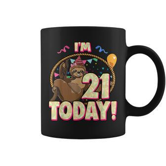 21St Birthday Sloth Party Lazy 21 Twenty One Coffee Mug - Thegiftio UK