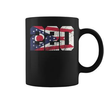 220 Area Code Flag Of Ohio State Vintage Coffee Mug | Mazezy