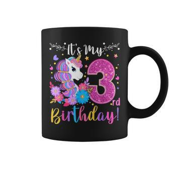 3 Year Old Its My 3Rd Birthday Cute Unicorn Kids Girls Ns Coffee Mug - Seseable