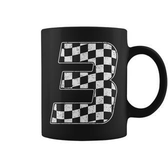 3 Year Old Pit Crew Three 3Rd Birthday Boy Racing Car Flag Coffee Mug - Monsterry