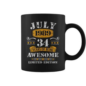 34 Years Old Awesome 34Th Birthday Since July 1989 Coffee Mug | Mazezy