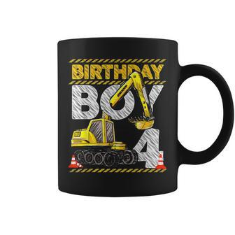 4 Years Old Construction Truck Excavator 4Th Birthday Boys Coffee Mug - Seseable