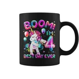 4 Years Old Flossing Unicorn 4Th Birthday Girl Party Coffee Mug - Seseable