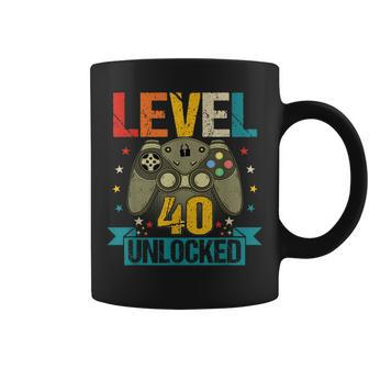 40Th Birthday 40 Year Old Men Level 40 Unlocked Video Gamer Coffee Mug - Seseable