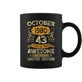 43Rd Birthday Decoration October 1980 43 Years Old Coffee Mug - Monsterry