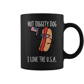 4Th July Hot Diggity Dog Usa Flag Funny Hotdog Men Women Kid Coffee Mug | Mazezy