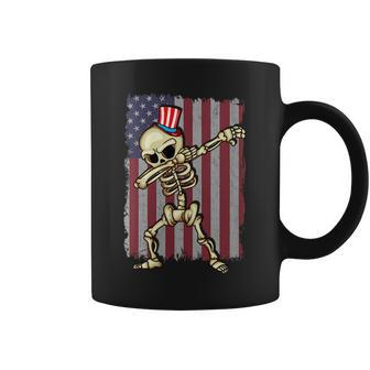 4Th Of July Dabbing Skeleton American Flag Dabbing Coffee Mug | Mazezy