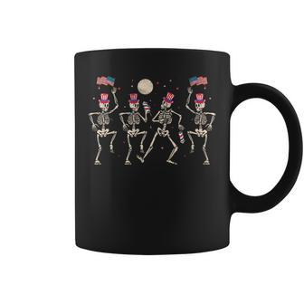 4Th Of July Dancing Skeleton American Flag Skellies Funny Dancing Funny Gifts Coffee Mug | Mazezy