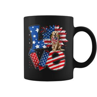 4Th Of July Decor Patriotic Love Golden Retriever Dog Usa Coffee Mug | Mazezy
