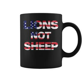 4Th Of July Lions Not Sheep Vintage American Patriot Flag Coffee Mug | Mazezy DE