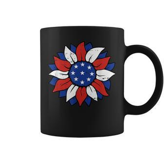 4Th Of July Sunflower White Red And Blue Patriotic Coffee Mug - Thegiftio UK
