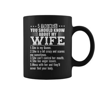 5 Things You Should Know About My Wife On Back Funny Gifts For Wife Coffee Mug | Mazezy