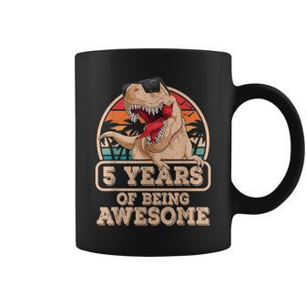 5 Years Of Being Awesome T Rex Dinosaur 5Th Birthday Dino Coffee Mug - Seseable