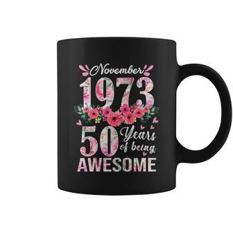 50 Year Old Made In November 1973 Floral 50Th Birthday Coffee Mug - Thegiftio UK