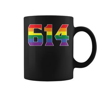 614 Area Code Columbus Oh Gay Pride Lgbt Rainbow Coffee Mug | Mazezy