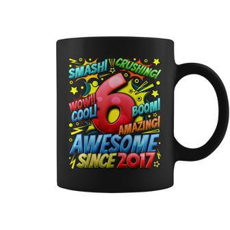 6Th Birthday Comic Style Awesome Since 2017 6 Year Old Boy Coffee Mug - Monsterry