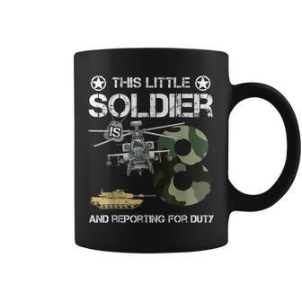 8 Year Old Soldier Camo Army Birthday Themed Military Family Coffee Mug | Mazezy