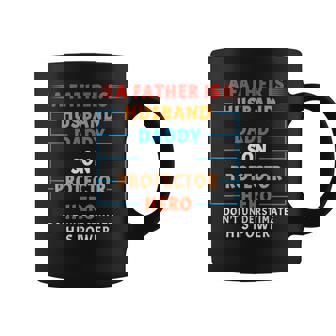 A Father Is Husband Daddy Son Protector Hero Fathers Day Coffee Mug | Mazezy
