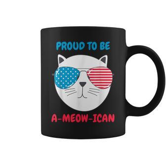 A-Meow-Ican Cute American Flag Trendy Cat Coffee Mug | Mazezy