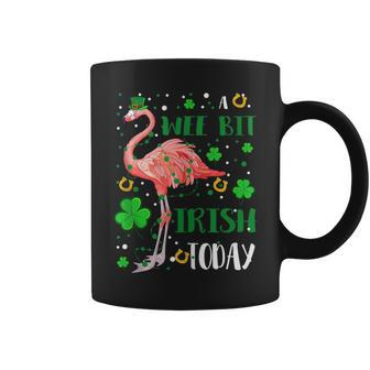 A Wee Bit Irish Today Leprechaun Flamingo St Patricks Day Coffee Mug | Mazezy