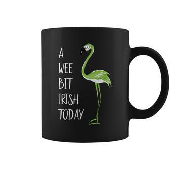 A Wee Bit Irish Today St Pattys Day Green Flamingo Coffee Mug | Mazezy
