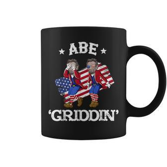 Abe Griddin Abraham Lincoln Griddy 4Th Of July Usa Flag Coffee Mug - Monsterry DE