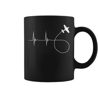Aerobatic Heartbeat Biplane Airshow Ekg Pulseline Airplane Coffee Mug | Mazezy