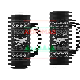 Aeromas Plane Ugly Christmas Sweater Flight Xmas Pilot Pj Coffee Mug | Mazezy