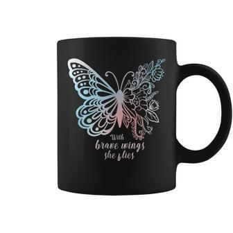 Affirmation Butterfly Girls With Brave Wings She Flies Coffee Mug | Mazezy UK