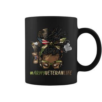 African Afro Messy Bun Loc Army Veteran Soldier Mother Wife Coffee Mug | Mazezy