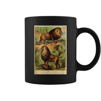 African Lion Asiatic Lion Vintage Animal Lithograph Coffee Mug | Mazezy
