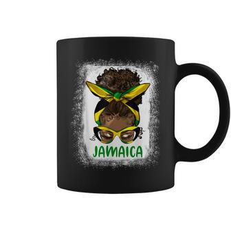 Afro Messy Bun Jamaica Flag Jamaican Girl Black Woman Jamaica Gifts Coffee Mug | Mazezy