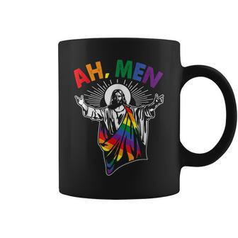 Ah Men Lgbt Gay Pride Jesus Rainbow Flag Christian Short Coffee Mug | Mazezy