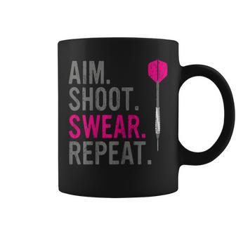Aim Shoot Swear Repeat - Darts Coffee Mug - Seseable