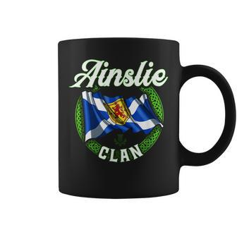 Ainslie Clan Scottish Last Name Scotland Flag Funny Last Name Designs Funny Gifts Coffee Mug | Mazezy