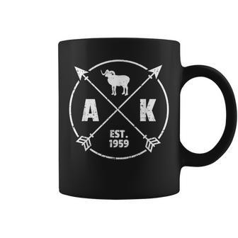 Alaska Camping Adventure Dalls Sheep Arrow Coffee Mug | Mazezy