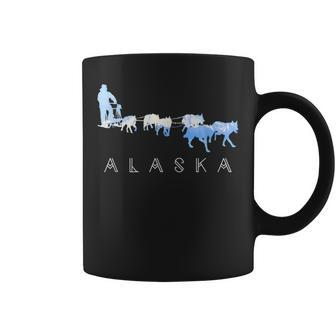 Alaska Sled Dogs Mushing Sled Dog Team Snow Mountain Scene Coffee Mug | Mazezy