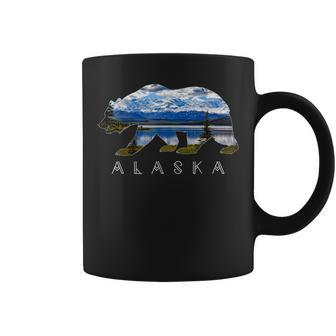 Alaskan Bear With Lake & Mountain Souvenir Coffee Mug | Mazezy
