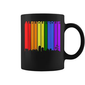 Albuquerque New Mexico Lgbtq Gay Pride Rainbow Skyline Coffee Mug | Mazezy